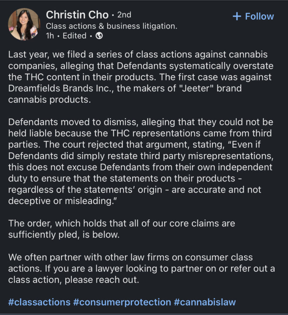 Jeeter THC Misrepresentation